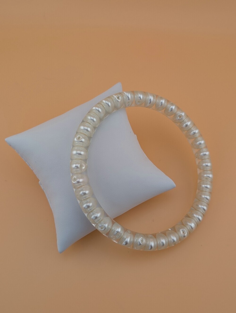 Floating Pearl Resin Bangle • Handmade Vintage Upcycle • XL